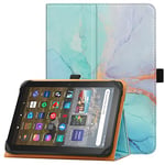 HGWALP Étui Universel pour Tablette 7 Pouces 8 Pouces, Étui Folio Universel Housse de Protection pour Tablette Tactile 7" 8", avec Bande de Fixation en Silicone Réglable et Dragonne-Marble Blue