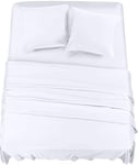 Utopia Bedding Parure de Lit 160x200, Draps de Lit 2 Personnes, Ensemble de Draps 4 Pièces, Polyester Microfibre, 1 Drap Housse 160x200, 1 Drap Plat 266x259 et 2 Taies d'oreillers 65x65, Blanc