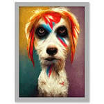 Doppelganger33 LTD Aladdin Sane Ziggy Stardust Terrier Dog Fun Quirky Painting Artwork Framed Wall Art Print A4