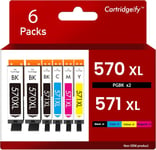 PGI-570 CLI-571 XL Cartouche d'encre Compatible avec Canon PGI-570XL CLI-571XL Multipack (6-Pack),pour Pixma MG5750 TS5050 MG5751 TS5055 MG5753 MG6850 MG6851 TS5051 TS5053 TS6050 MG7750