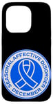 iPhone 15 Pro Seasonal Affective Disorder Awareness December Blue Ribbon Case