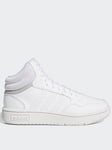 adidas Sportswear Kids Unisex Hoops 3.0 Mid Trainers - White, White, Size 3 Older