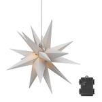 Goobay LED-julstjärna 3D, Ø 56 cm, batteridriven med timer och 18 spetsar, varmvit (3000 K), väderbeständig plast (IP44), kabel 2 m 430