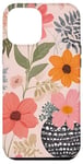 Coque pour iPhone 14 Plus Fleurs orange rétro années 70 Pêche Rose prairie Groovy Floral