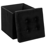 Pouf coffre pliable capitonne 'Lysandre' Atmosphera - Couleur: Noir