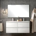 Meuble de salle de bain 120cm double vasque - 4 tiroirs - BALEA - hibernian (bois blanchi)