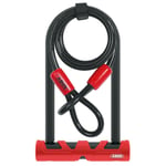 Abus Locks Ultimate 420 & Cable D Bike Lock - Black / Red U 230mm + Bracket Black/Red