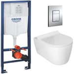 Grohe - Idevit Pack wc Rapid sl + cuvette Alfa sans bride + plaque chrome (RapidSlAlfaRimless)