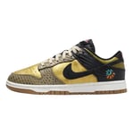 Nike Women's Dunk Low Premium Sneaker, Black Khaki Metallic Gold Medium Ash, 8 UK