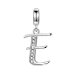 non-branded 925 Sterling Silver Letter Beads Initial A-Z Dangle Alphabet Crystal Charm CZ Birthstone Pendant Fits European Bracelet (E)