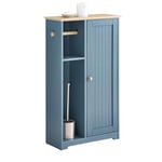 SoBuy Meuble de Rangement Salle de Bain Armoire Porte-Papier Toilette Porte Brosse WC avec 1 Porte, Bleu, 50x21x86cm, BZR189-HG