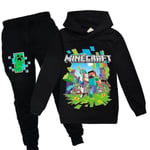 Barn Minecraft Spel Huvtröja Unisex Sport Hoodie Byxor Outfit Set S Svart 7-8 År Svart Black 7-8 Years