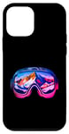 Coque pour iPhone 12 mini Lunettes de snowboard rétro - Rose - Vintage - Pour skieurs