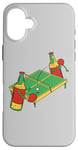 Coque pour iPhone 16 Plus Bouteille de bière avec raquette de ping-pong bière jouer au