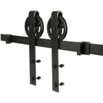 Skecten - 200cm/6.6FT Kit de Rail pour Porte Coulissante, Kit de voie de Placard de Porte de Grange pour Une Porte (Forme de Rouleau de Gros Roue)