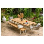 Banc de jardin - Aluminium/Bois - Blanc/Teck - SEYCHELLES  