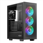 Noua Utopia F501 Boîtier PC Gaming ARGB Mid-Tower ATX, 3 Ventilateurs LED RGB synchronisables 120 mm + 1 Ventilateur PWM Noir, Panneau Avant Mesh et Panneau latéral en Verre trempé