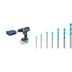 Perceuse visseuse GSR 18v-60 fc Solo l-boxx Bosch - 06019G7102 + 7X Expert CYL-9 MultiConstruction Drill Set (for Concrete, Ø 4-12 mm, Accessories)