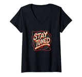 Womens Nice Stay Tuned Emblem V-Neck T-Shirt