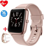 Montre Connectée Femmes Hommes Montre sport pour Fitness Tracker d' Activité Bracelet Connecté IP68 Étanche Cadio-Rose