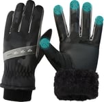 WUEAOA Gants Hiver Homme en Laine, Support écran Tactile, Coupe-Vent, imperméable, pour Faire du vélo, Courir, Faire des randonnées, Ski, Promener Les Chiens, Noir L