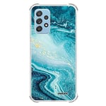 Evetane - Coque Silicone Compatible avec Samsung Galaxy A52 - Protection Souple et Renforcée - Coins Antichocs - Fine et Transparente - Coque Arrière - Bleu Nacré Marbre