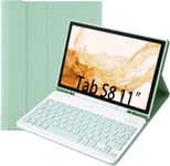 Étui Clavier Tablette Pour Samsung Galaxy Tab S8 2022/Tab S7 11"" 2020,Housse Clavier Magnétique Bluetooth Sans Fil Pour Samsung Galaxy Tab S8/S7 (Sm-T870/X700) (Vert)