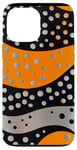 Coque pour iPhone 13 Pro Max Orange Pop Art Polka Dots Noir et Gris Abstrait Tourbillon Ondulé