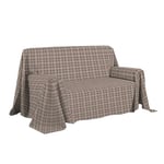 PENSIERI DELICATI Housse de canapé 250 x 290 cm, fabriquée en Italie, Drap Housse 100% Coton Pur, Motif Tartan Beige, idéal comme Drap d'ameublement, protège-canapé ou Couvre-lit d'été (2 Places)