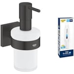 Lot de GROHE Start Cube Distributeur de Savon avec Support, Noir Mat, 410982430 + GROHE Kit Colle Quickglue A1, 41127000