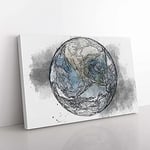 Big Box Art View of The Earth in Abstract Canvas Wall Art Print Ready to Hang Picture, 76 x 50 cm (30 x 20 Inch), White, Grey, Black