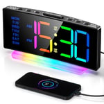 HAPPHOOH Reveil Numerique, Couleurs RVB Reveil Lumineux, Luminosité RéGlable Reveil Enfant, 12/24h, Port de Recharge USB, MéMoire De Mise Hors Tension, Snooze