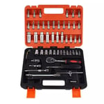 Douille a Cliquet Coffret de Douilles 53 PCS, 1/4" clef à Cliquet & Coffret de Vissage Embouts,Joint Universel,Rallonges etc, Rouge