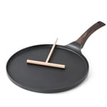 SENSARTE Poêle à Crêpes avec Revêtement Antiadhésive en Granit Suisse 26cm, Induction, Crêpière avec Répartisseur de Pâte, Poignée Confortable et Ergonomique, sans PFOA et PFOS（Noir）