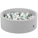 KiddyMoon Piscine À Balles pour Bébé Rond 90X30cm/300 Balles 7Cm Fosses À Boules Jouet Enfant, Gris Clair:Blanc/Gris/Menthe