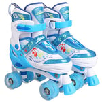 Hikole Patin a Roulette Fille Roller Enfant 4 Roues avec Lumineuses Patins à roulettes Réglables Respirant Protection Complète pour Enfants Débutants Bleu