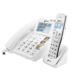 Téléphone Fixe Senior Amplifié + Combiné Additionnel Répondeur GeemarcBlanc