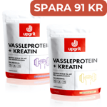 2-pack Upgrit Vassleprotein + kreatin, 2 x 1100 gram, Vanilj & Skogsbär