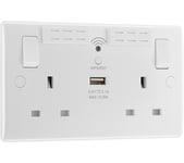 BG ELECTRICAL 822UWR Double Wall Socket with WiFi Extender & USB - White