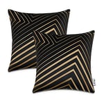 Paco Home Housse De Coussin Housse De Coussin Décoratif Lot De 2 Canapé Salon Feuilles Scandinave, Couleur:Noir 3, Sets:2pcs-Set