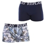 REPLAY Boxer Homme Lot de 2, DK Blue-Foliage White N265 (Bleu), S