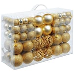 BAKAJI Lot de 100 Boules de Noël diamètre 3/4/6 cm décorations pour Sapin de Noël (doré)