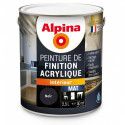 Peinture Laque de finition acrylique tous travaux intérieurs Noir 2.5L ALPINA