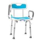 Randaco Chaise de Douche avec Dossier Amovible et accoudoirs réversibles, Tabouret de Douche réglable en Hauteur avec Pieds en Caoutchouc antidérapants- Charge maximale : 136 kg