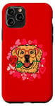 Coque pour iPhone 11 Pro Lunettes de Saint-Valentin pour femme Motif cœur rose doré