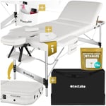 TecTake® Table de Massage Pliante Professionnelle 3 Zones Aluminium Cosmetique Lit de Massage Table Esthetique Tatouage Portable avec Appuie-tête Amovible Repose Bras, Housse de Transport Incluse