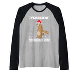 Flossing Through The Snow Sloth Ugly Christmas Sweater Floss Raglan Baseball Tee