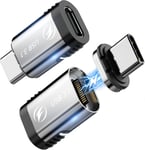 Lot De 2 Adaptateurs Magnétiques Usb C Droits 24 Broches Avec Charge Rapide Pd 100 W, Transfert De Données Usb3.1 10 Gbp/S Vidéo 4K 60 Hz Pour Macbook Pro/Air Thunderbolt 3 Et Appareils De T[Q3367]