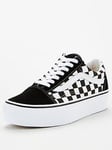 Vans Womens Old Skool Platform Trainers - Black/White, Black/White, Size 6.5, Women