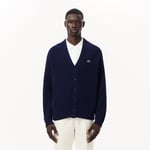 Lacoste Cardigan relaxed fit en laine cardée Taille 4XL Bleu Nuit